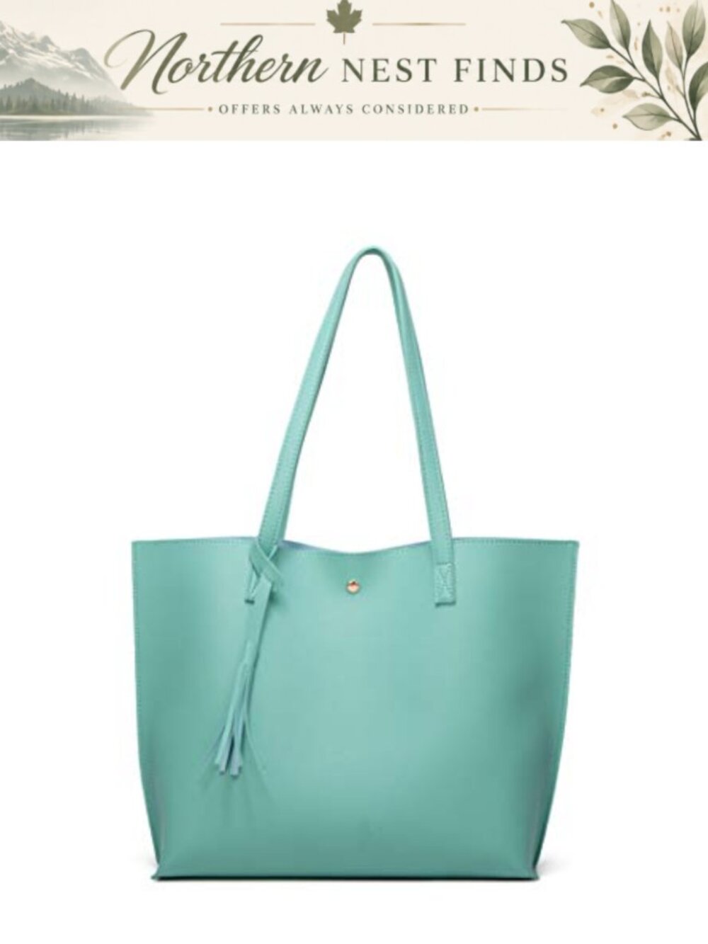 Women's Soft Faux Leather Tote Shoulder Bag Big Capacity Tassel Handbag